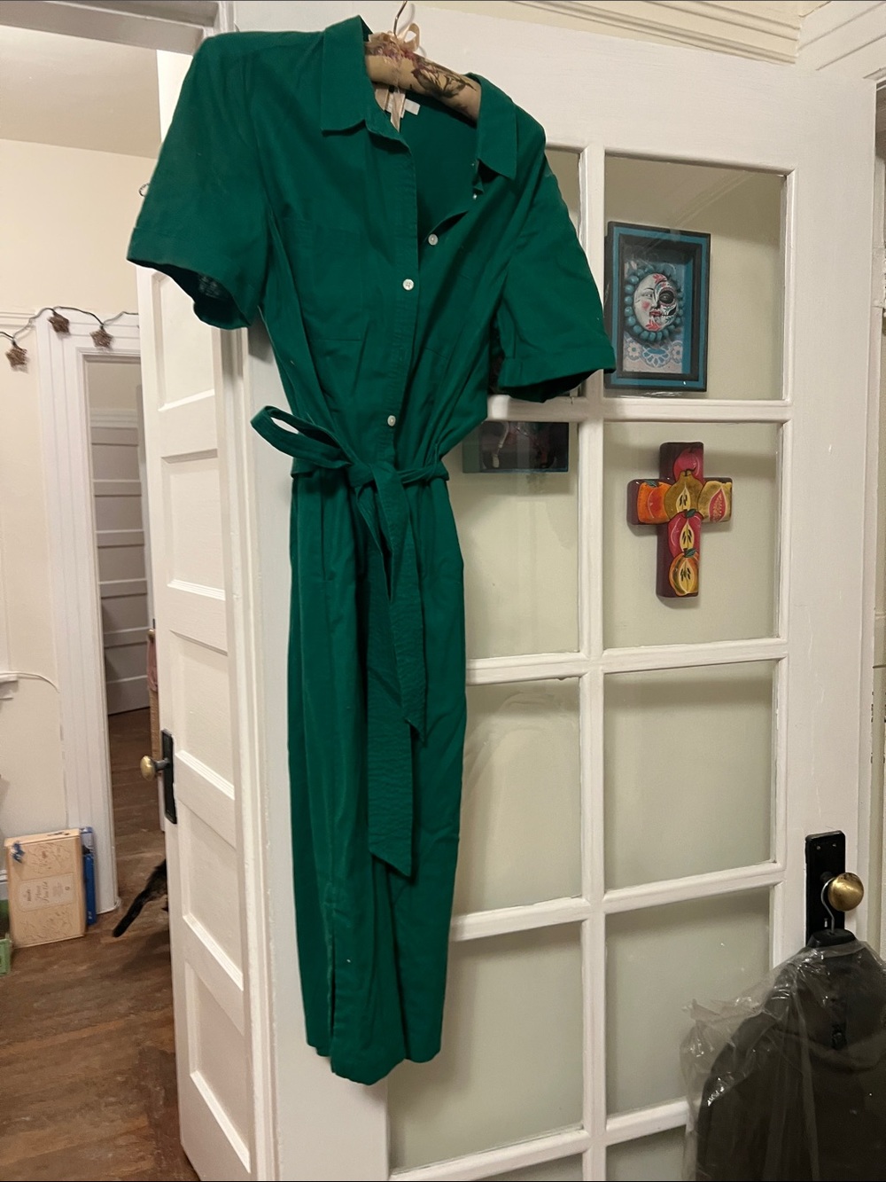 Boden Emerald Green Button-Front Midi Shirt Dress